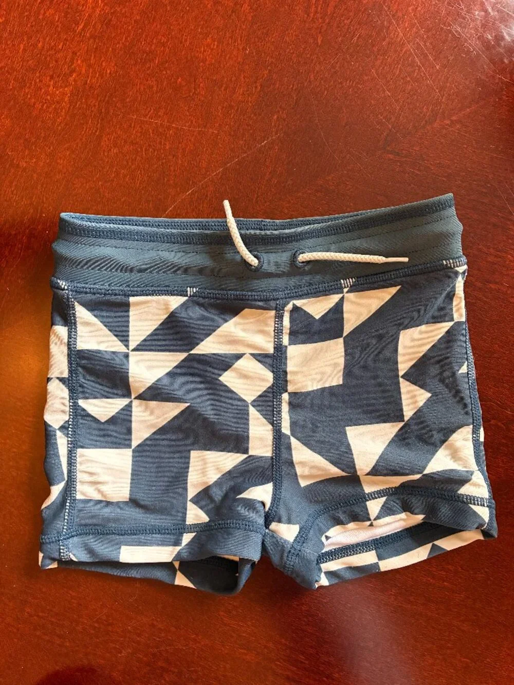 Tea Collection Boys Geometric Swim Trunks Blue White 18-24 Months
